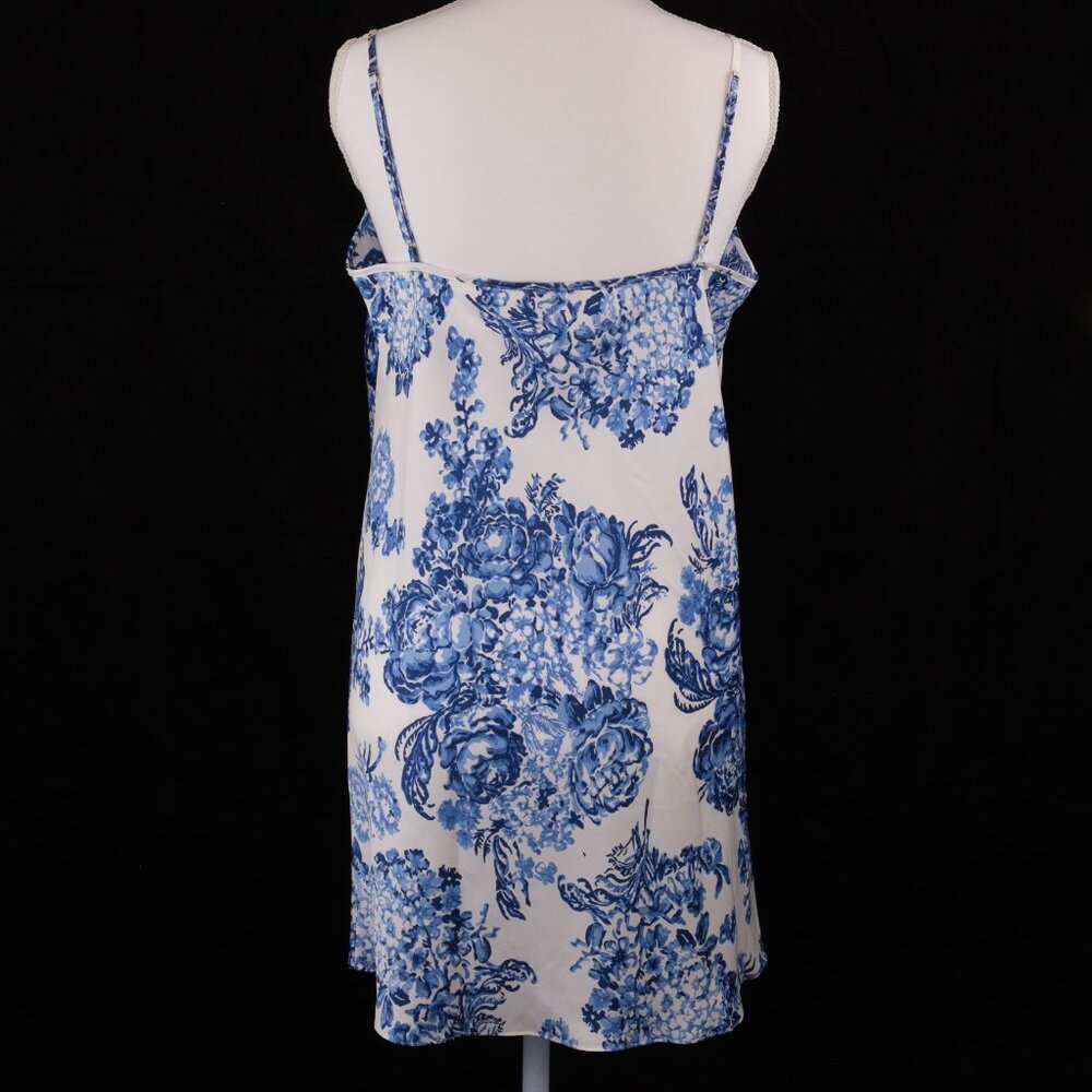 Cinq a Sept Chinoiserie Floral Satin Slip Dress, Blue and White, Size 6 - Picture 3 of 10